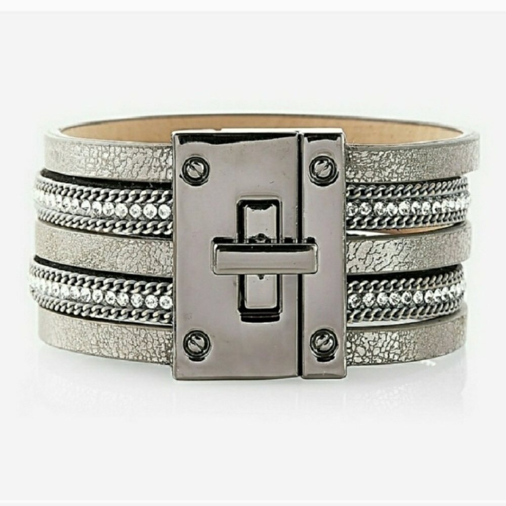 Express Rhinestone Metallic Cuff Bracelet